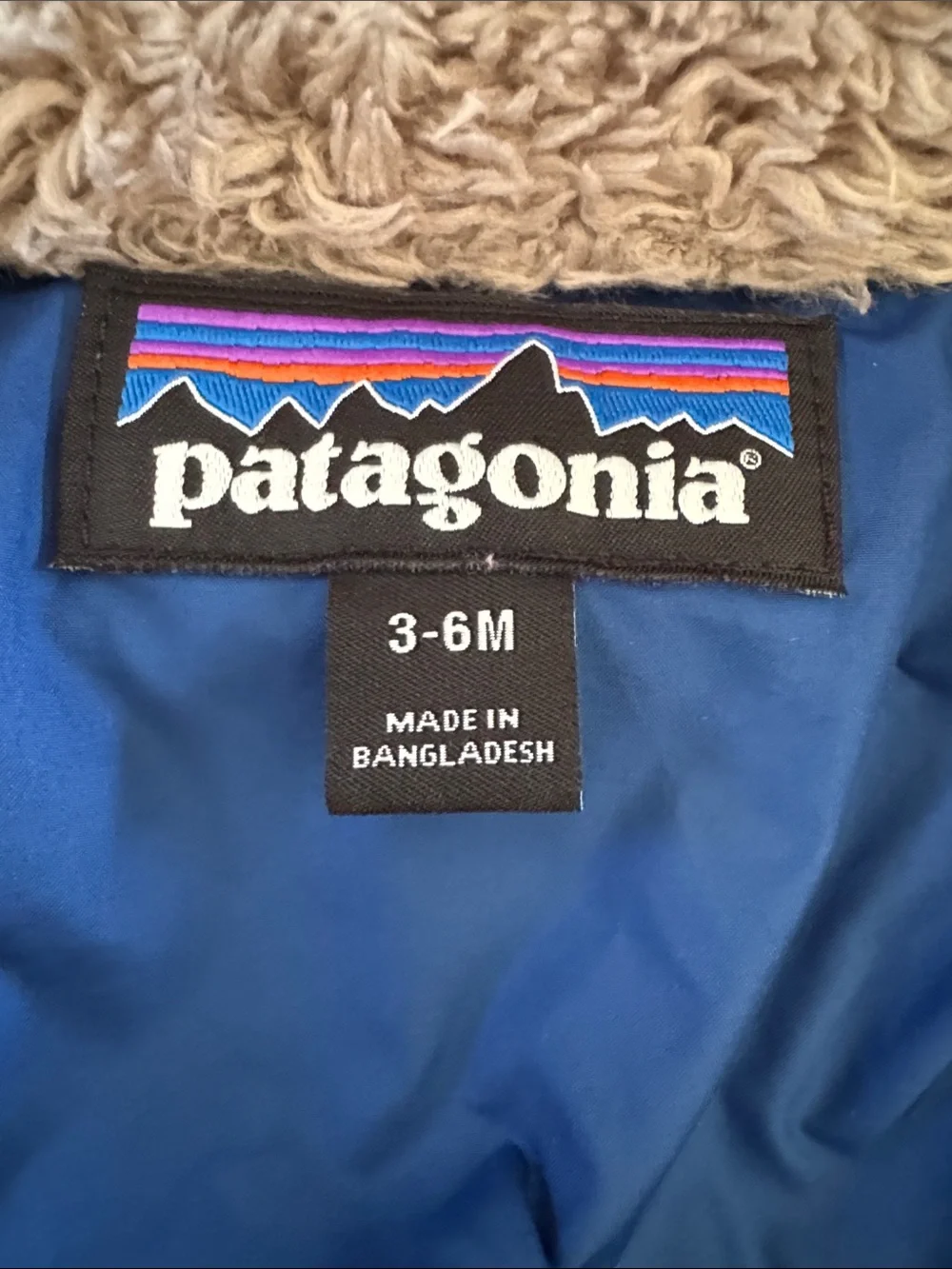Patagonia Kids Royal Blue Down One-Piece Bunting with Fleece Hood